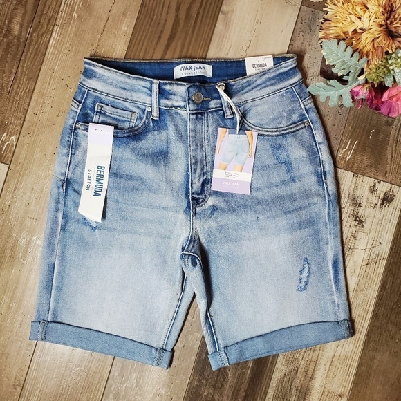 Wax Jean Pants - NWT Wax Jean Collection Bermuda Stretch Jean Shorts Women's Size Medium